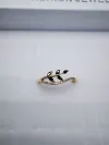 32 Korean version pure copper ring girls' small accessory, simple and ins style fashionable small round bean set ring with adjustable opening Specification image